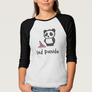 Sad Panda Dropped Ice Cream Ladies T Shirt