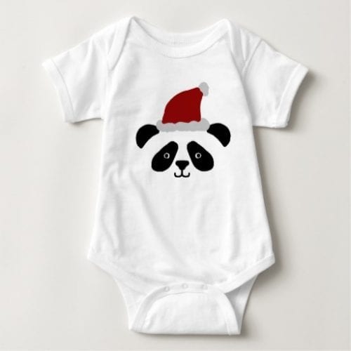 Santa Hat Christmas Panda Baby Bodysuit