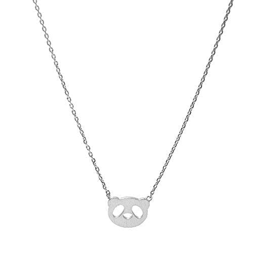 Spinningdaisy-Handcrafted-Brushed-Metal-Panda-Head-Necklace-Silver-0