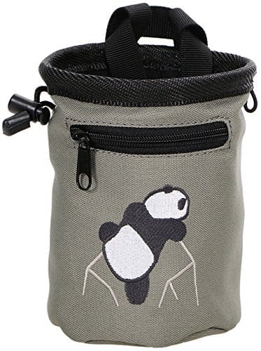 AMC Rock Climbing Panda Embroidered Chalk Bag with Zipper Pocket 