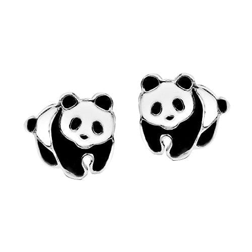AeraVida Adorable Panda Bear Colored Enamel .925 Sterling Silver Stud  Earrings | Silver Animal Stud Earrings | Panda… | Panda Things