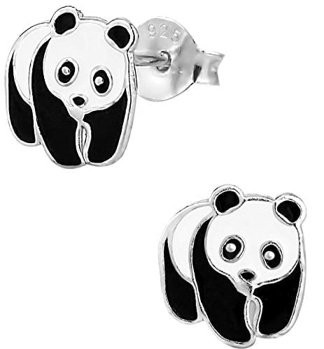 Panda Earrings for Girls Sterling Silver Cute Animal Hoop Earrings Hypoallergenic for Sensitive Ears Christmas Birthday Panda Jewellery Gifts for Children Kids Daughter 
