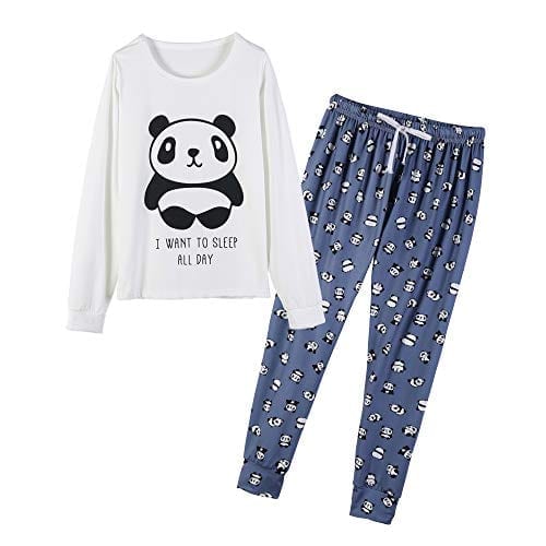 Womens Ex High Street Cotton Pyjama Set Ladies Panda Lounge Wear PJs Nightwear