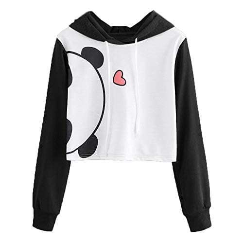 Ongekend Zulmaliu Girl Sweatshirt, Fashion Panda Print Long Sleeve Crop Top LE-11